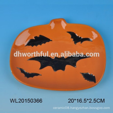 Halloween series ceramic plate in pumpkin shape